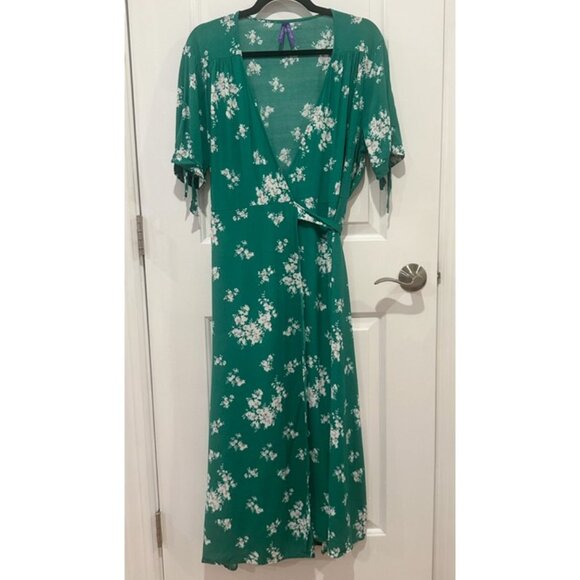 Seraphine Floral Print Midi Wrap Maternity Dress Green SZ 10 - Picture 5 of 6